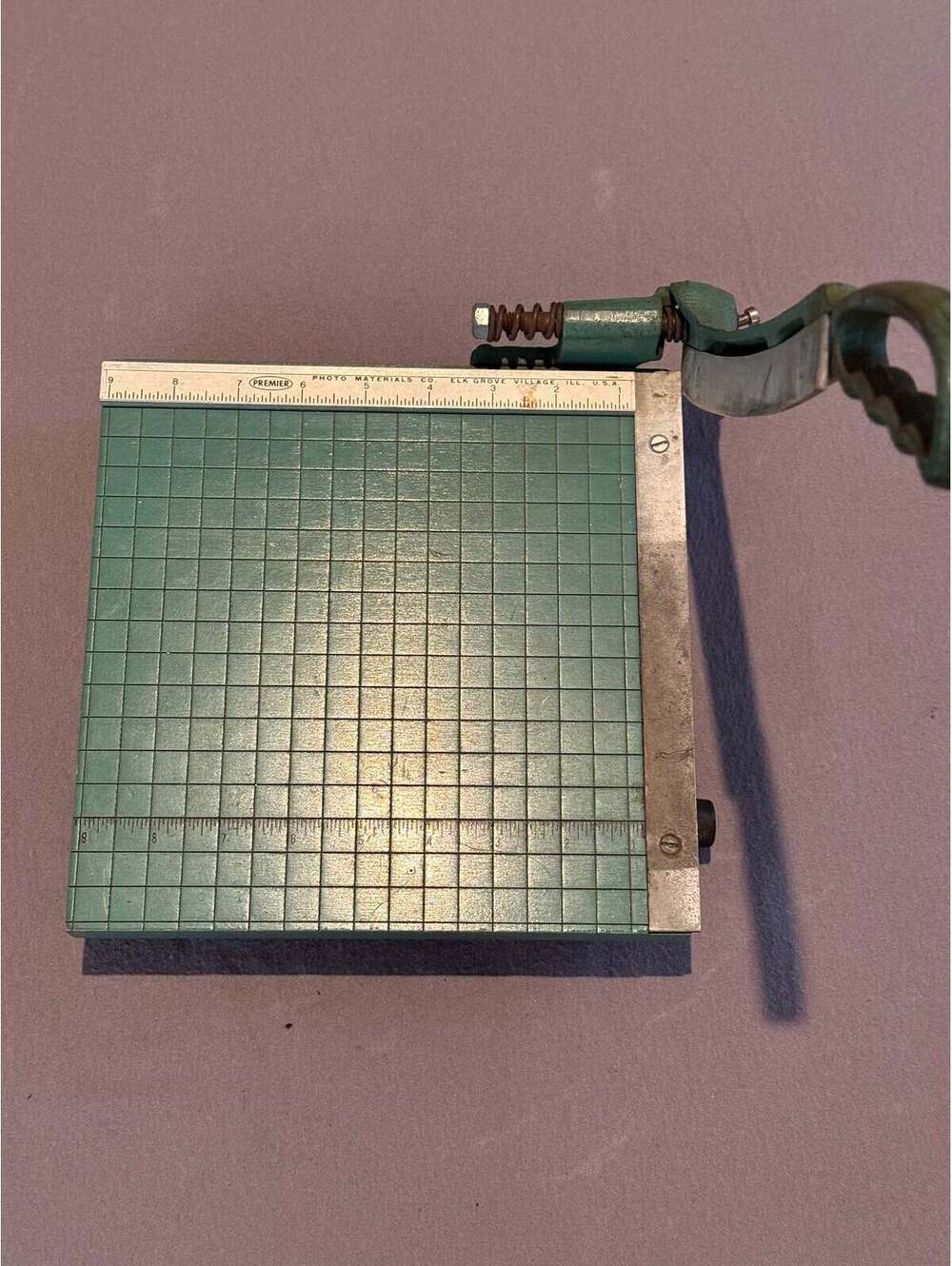 Vintage Premier Photo Materials Co. 9” Guillotine Paper Cutter Wood & Metal